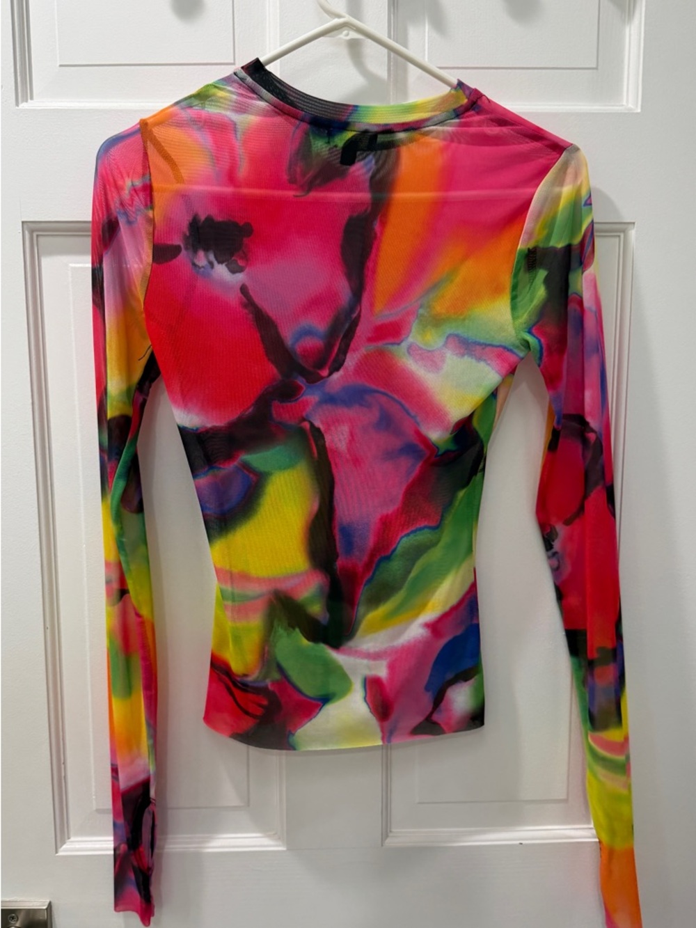 AFRM Kaylee Spray Floral Printed Mesh Long Sleeve Top - Picture 2 of 6